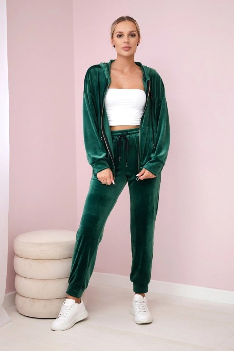 Komplet welurowy bluza z kapturem + spodnie zielony Komplet welurowy bluza z kapturem + spodnie zielony