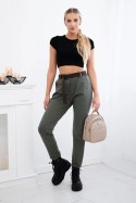 Spodnie punto z paskiem khaki
