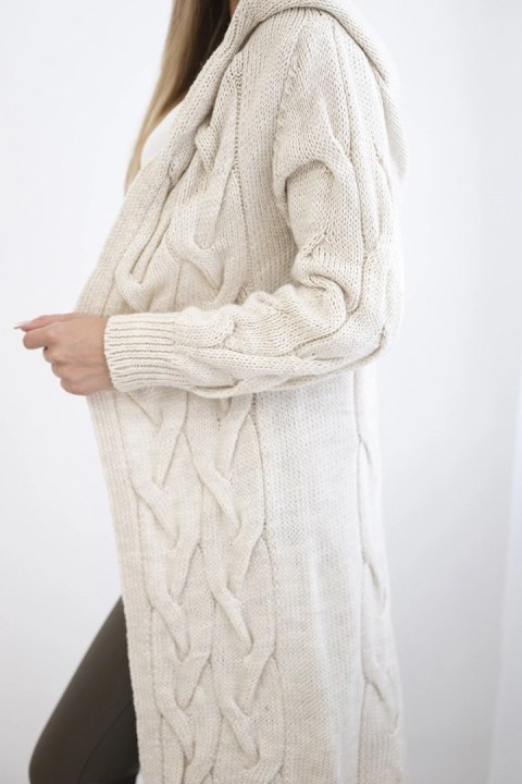 Sweter Kardigan z kapturem beżowy Sweter Kardigan z kapturem beżowy