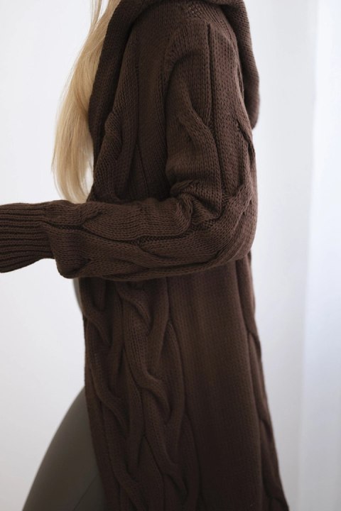 Sweter Kardigan z kapturem brązowy Sweter Kardigan z kapturem brązowy