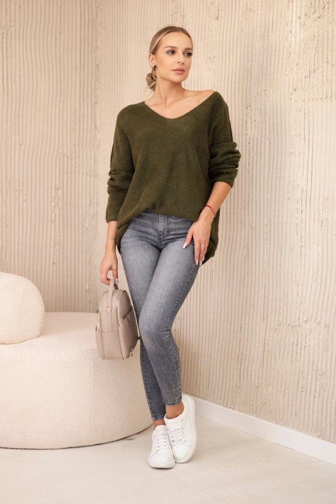 Sweter z dekoltem V khaki Sweter z dekoltem V khaki