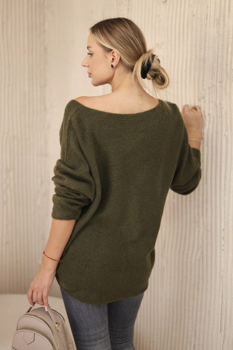 Sweter z dekoltem V khaki Sweter z dekoltem V khaki