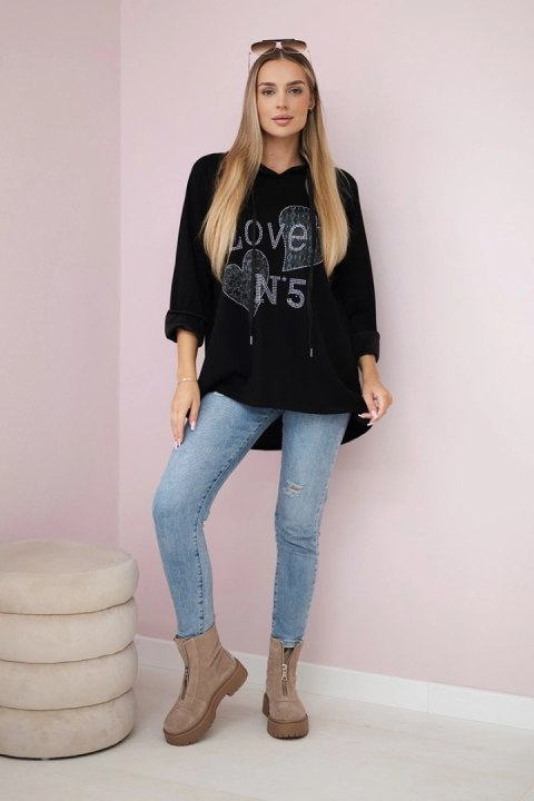 Bluza wiskozowa plus size Love czarna Bluza wiskozowa plus size Love czarna