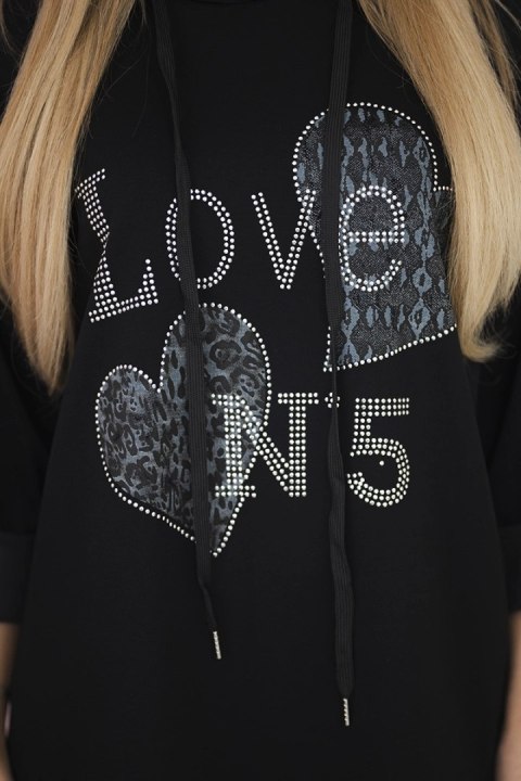 Bluza wiskozowa plus size Love czarna Bluza wiskozowa plus size Love czarna