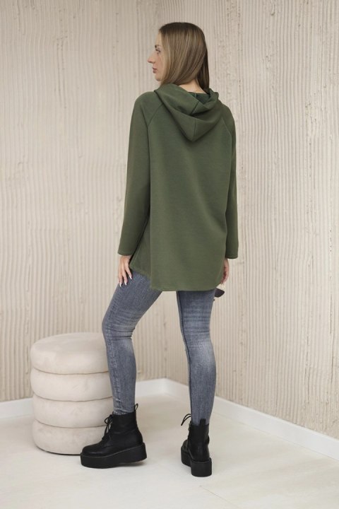 Bluza wiskozowa plus size z nadrukiem khaki Bluza wiskozowa plus size z nadrukiem khaki