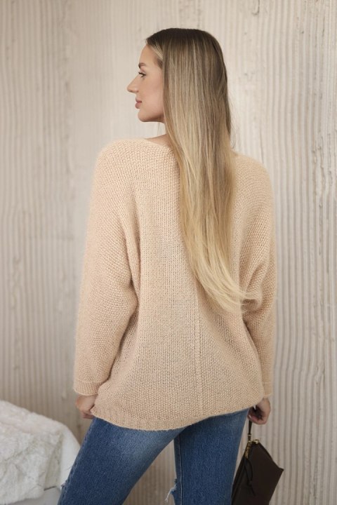 Sweter z dekoltem w serek ciemny beżowy Sweter z dekoltem w serek ciemny beżowy