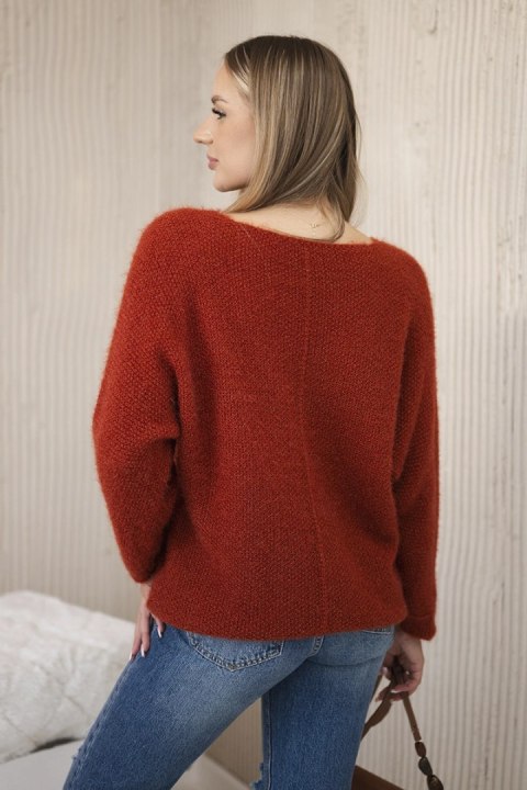 Sweter z dekoltem w serek rudy Sweter z dekoltem w serek rudy