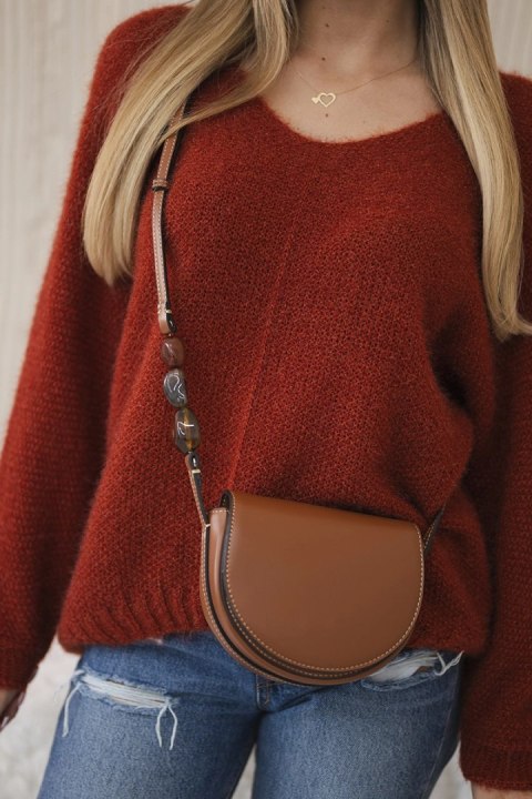 Sweter z dekoltem w serek rudy Sweter z dekoltem w serek rudy