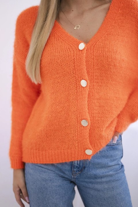 Sweter zapinany na guziki pomarańczowy Sweter zapinany na guziki pomarańczowy