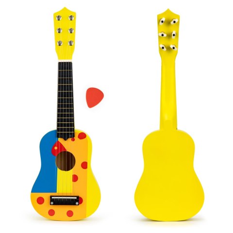Gitara dla dzieci drewniana metalowe struny kostka- żółta ECOTOYS Gitara dla dzieci drewniana metalowe struny kostka- żółta ECOTOYS