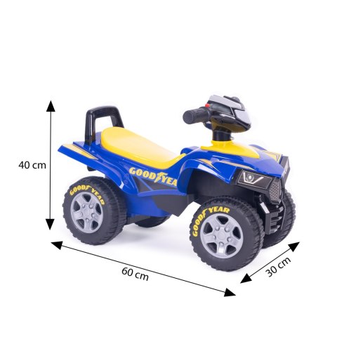Jeździk quad Goodyear interaktywna kierownica dźwięki niebieski Jeździk quad Goodyear interaktywna kierownica dźwięki niebieski