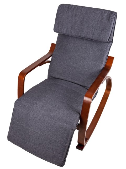 Fotel bujany regulowany podnóżek drewniane ramiona ModernHome Fotel bujany regulowany podnóżek drewniane ramiona ModernHome