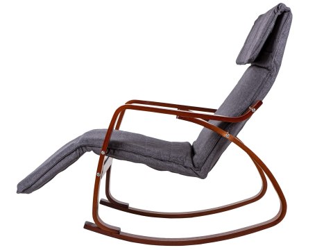Fotel bujany regulowany podnóżek drewniane ramiona ModernHome Fotel bujany regulowany podnóżek drewniane ramiona ModernHome