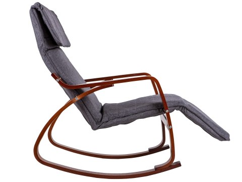 Fotel bujany regulowany podnóżek drewniane ramiona ModernHome Fotel bujany regulowany podnóżek drewniane ramiona ModernHome