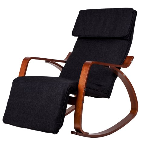 Fotel bujany regulowany podnóżek drewniane ramiona ModernHome Fotel bujany regulowany podnóżek drewniane ramiona ModernHome