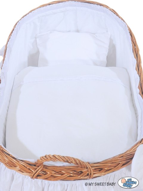 Wiklinowy kosz Mojżesza z budką wiklinową Carina naturalny + biała pościel Wiklinowy kosz Mojżesza z budką wiklinową Carina naturalny + biała pościel