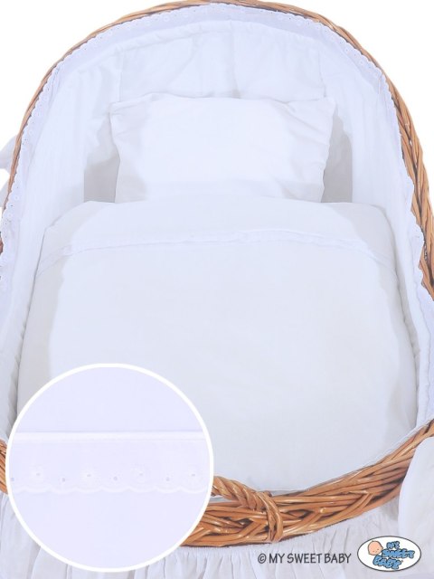 Wiklinowy kosz Mojżesza z budką wiklinową Carina naturalny + biała pościel Wiklinowy kosz Mojżesza z budką wiklinową Carina naturalny + biała pościel