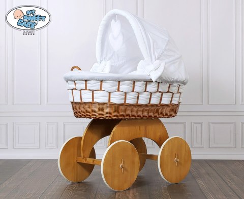 Kosz Mojżesza z budką Bianca naturalny + biała pościel Kosz Mojżesza z budką Bianca naturalny + biała pościel