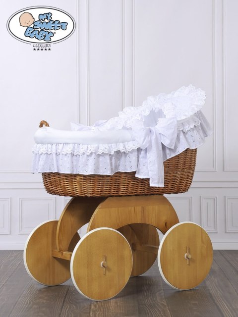 Kosz Mojżesza z budką wiklinową Lily naturalny + biała pościel Kosz Mojżesza z budką wiklinową Lily naturalny + biała pościel