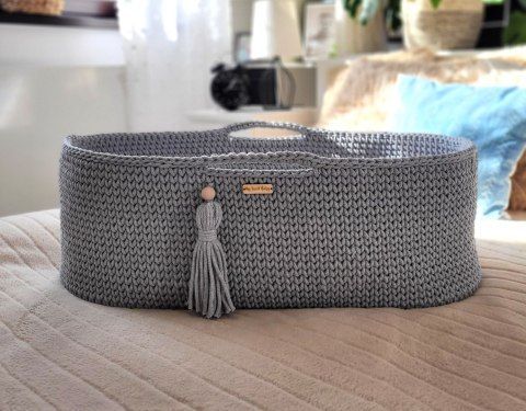 Kosz Mojżesza BOHO Handmade ze stojakiem - ciemny szary Kosz Mojżesza BOHO Handmade ze stojakiem - ciemny szary