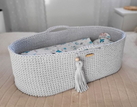 Kosz Mojżesza BOHO Handmade ze stojakiem - jasny szary Kosz Mojżesza BOHO Handmade ze stojakiem - jasny szary