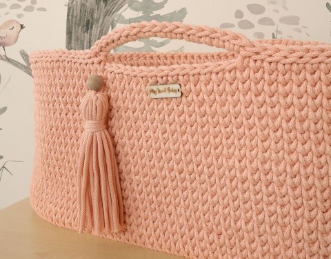 Kosz Mojżesza BOHO bawełniany Handmade z materacykiem - brzoskwiniowy Kosz Mojżesza BOHO bawełniany Handmade z materacykiem - brzoskwiniowy