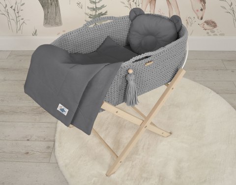 Kosz Mojżesza BOHO bawełniany Handmade z materacykiem - ciemny szary Kosz Mojżesza BOHO bawełniany Handmade z materacykiem - ciemny szary