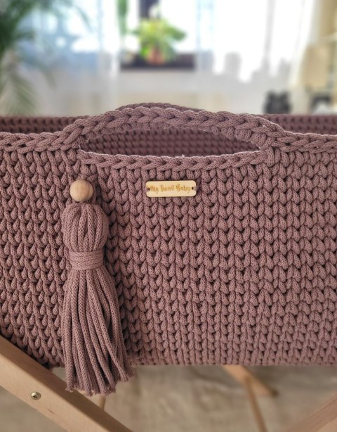 Kosz Mojżesza BOHO Handmade ze stojakiem - mauve Kosz Mojżesza BOHO Handmade ze stojakiem - mauve