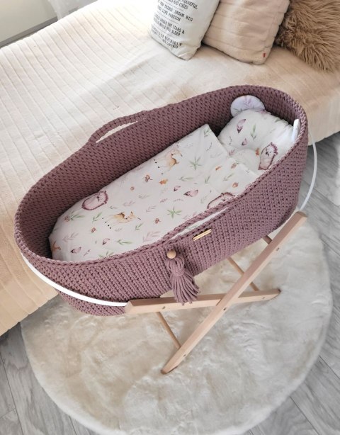 Kosz Mojżesza BOHO Handmade ze stojakiem - mauve Kosz Mojżesza BOHO Handmade ze stojakiem - mauve