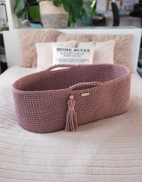 Kosz Mojżesza BOHO Handmade ze stojakiem - mauve Kosz Mojżesza BOHO Handmade ze stojakiem - mauve