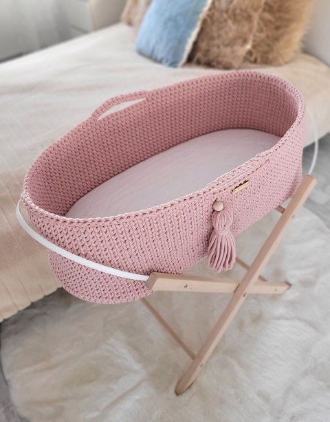 Kosz Mojżesza BOHO bawełniany Handmade z materacykiem - pastel pink Kosz Mojżesza BOHO bawełniany Handmade z materacykiem - pastel pink