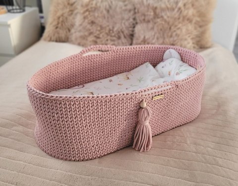Kosz Mojżesza BOHO bawełniany Handmade z materacykiem - pastel pink Kosz Mojżesza BOHO bawełniany Handmade z materacykiem - pastel pink