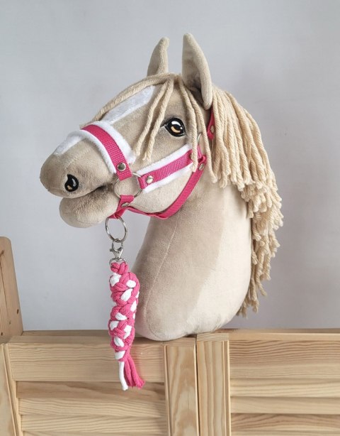 Uwiąz dla Hobby Horse ze sznurka - biało-ciemnoróżowy Uwiąz dla Hobby Horse ze sznurka - biało-ciemnoróżowy