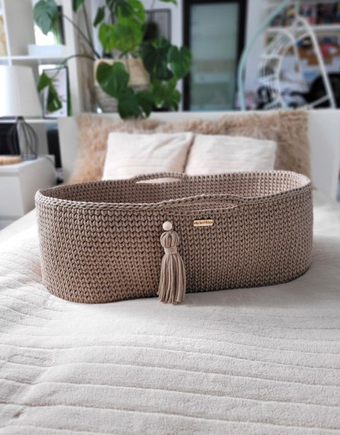 Kosz Mojżesza BOHO bawełniany Handmade z materacykiem - sand Kosz Mojżesza BOHO bawełniany Handmade z materacykiem - sand