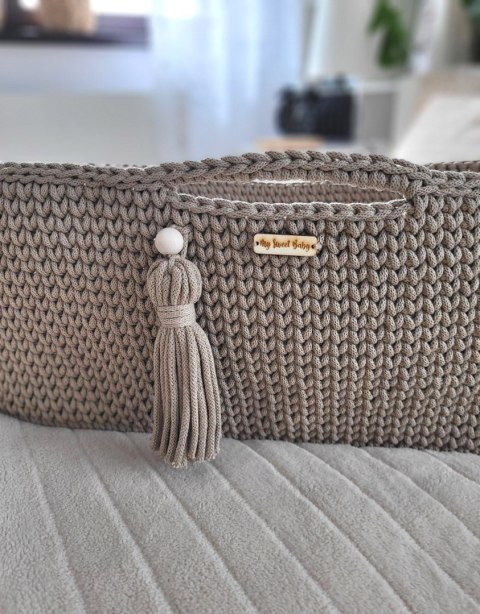 Kosz Mojżesza BOHO bawełniany Handmade z materacykiem - sand Kosz Mojżesza BOHO bawełniany Handmade z materacykiem - sand