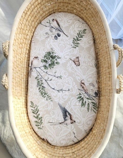 Prześcieradło bawełniane do kosza Mojżesza Boho wózka gondoli 75x35 cm - Brown birds Prześcieradło bawełniane do kosza Mojżesza Boho wózka gondoli 75x35 cm - Brown birds