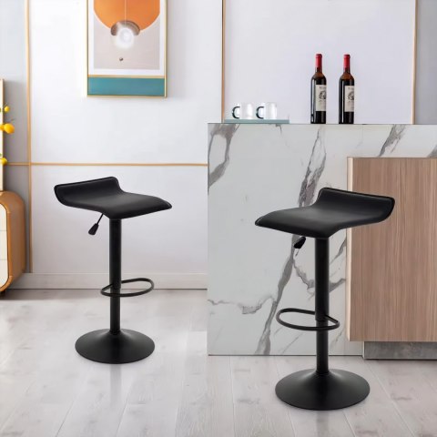 Hoker stołek barowy obrotowy podnóżek regulacja wysokości czarny ekoskóra ModernHome Hoker stołek barowy obrotowy podnóżek regulacja wysokości czarny ekoskóra ModernHome