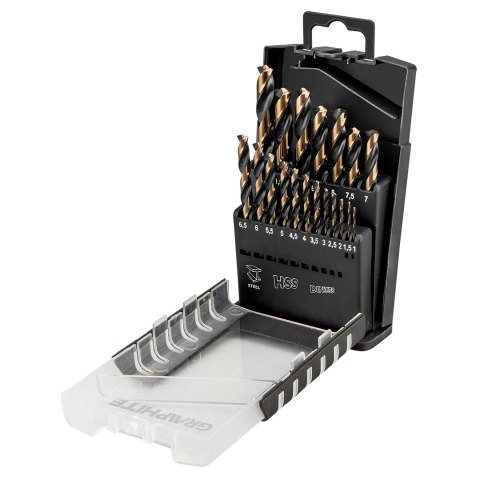 Wiertła do metalu HSS-CNC, 124°, "Pro-Tec", 1.0-10.0 mm, zestaw 19 szt. Wiertła do metalu HSS-CNC, 124°, "Pro-Tec", 1.0-10.0 mm, zestaw 19 szt.