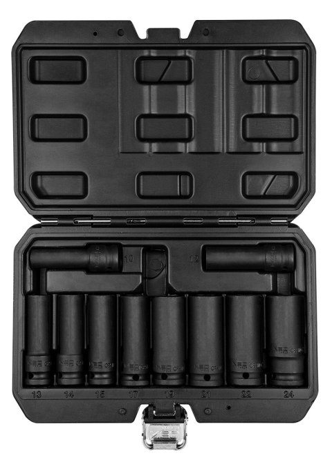 Nasadki udarowe 1/2", 10-24 mm, zestaw 10 szt., CrMo Nasadki udarowe 1/2", 10-24 mm, zestaw 10 szt., CrMo