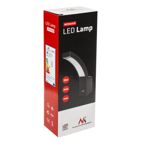 Lampa elewacyjna LED Maclean, 800lm, 10W, kolor światła naturalny biały (4000K), kolor szary, MCE343 GR Lampa elewacyjna LED Maclean, 800lm, 10W, kolor światła naturalny biały (4000K), kolor szary, MCE343 GR