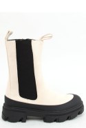 Botki sztyblety wysokie kremowe RB122P BEIGE - Inello Inello