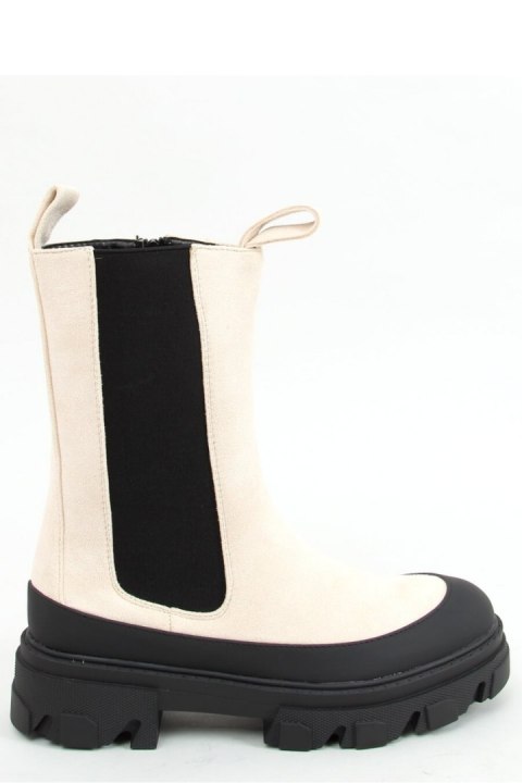 Botki sztyblety wysokie kremowe RB122P BEIGE - Inello Inello Botki sztyblety wysokie kremowe RB122P BEIGE - Inello Inello
