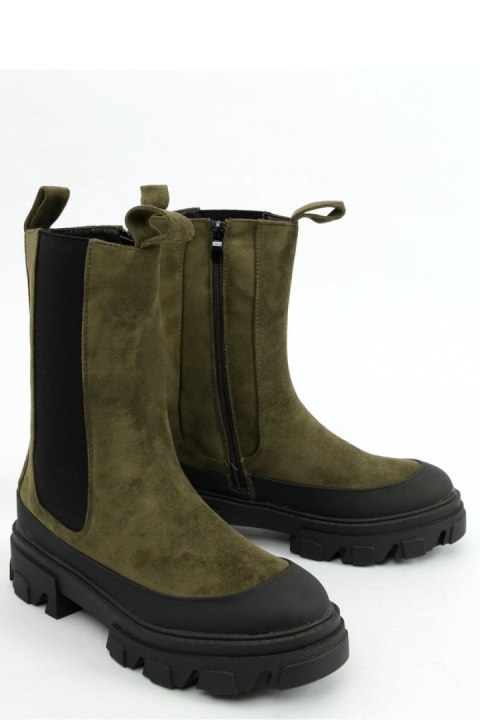 Botki sztyblety wysokie zielone RB122P GREEN - Inello Inello Botki sztyblety wysokie zielone RB122P GREEN - Inello Inello