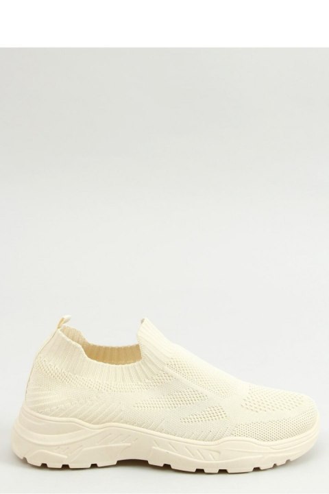 Buty sportowe skarpetkowe beżowe LA172P BEIGE - Inello Inello Buty sportowe skarpetkowe beżowe LA172P BEIGE - Inello Inello