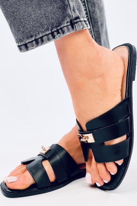 Sandał Klapki damskie DAUDI BLACK - Inello Inello Sandał Klapki damskie DAUDI BLACK - Inello Inello