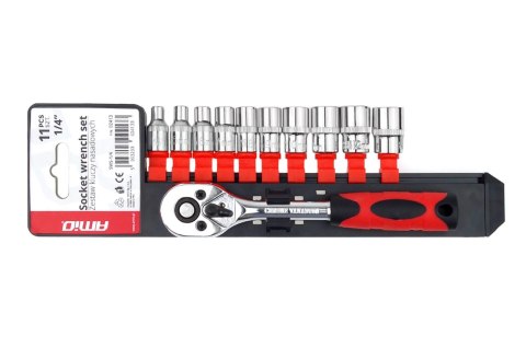 Klucz nasadowy grzechotka zestaw 11 szt. 1/4" 4-13mm amio-02413 Klucz nasadowy grzechotka zestaw 11 szt. 1/4" 4-13mm amio-02413