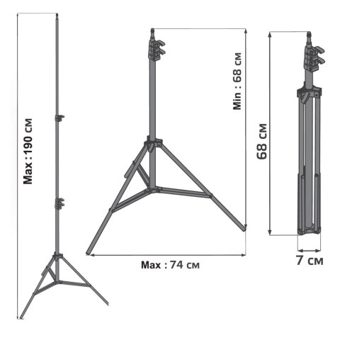 Statyw Maclean, do lampy pierścieniowej, LED 12", max. wysokość 200cm, max. obciążenie 3kg, MC-163 Statyw Maclean, do lampy pierścieniowej, LED 12", max. wysokość 200cm, max. obciążenie 3kg, MC-163