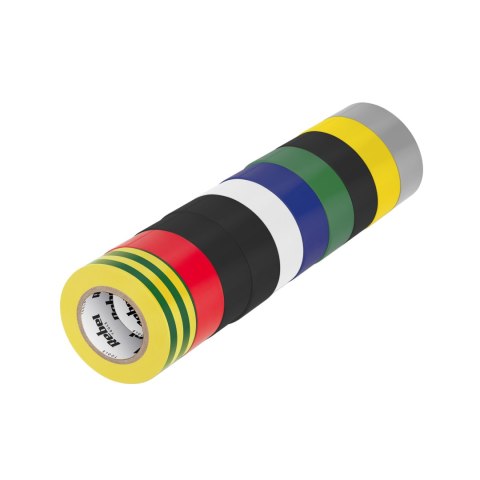 Komplet taśm izolacyjnych klejących REBEL (10 szt. - 0,13 mm x 19 mm x 10 yd) mix kolorów Komplet taśm izolacyjnych klejących REBEL (10 szt. - 0,13 mm x 19 mm x 10 yd) mix kolorów