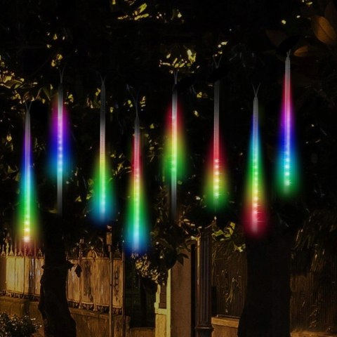 Solarne lampki LED Maclean, 2,4m długościi, 144 diody LED, 8 sopli RGB, tryb opadających sopli, bateria Li 800mAh, MCE412 Solarne lampki LED Maclean, 2,4m długościi, 144 diody LED, 8 sopli RGB, tryb opadających sopli, bateria Li 800mAh, MCE412