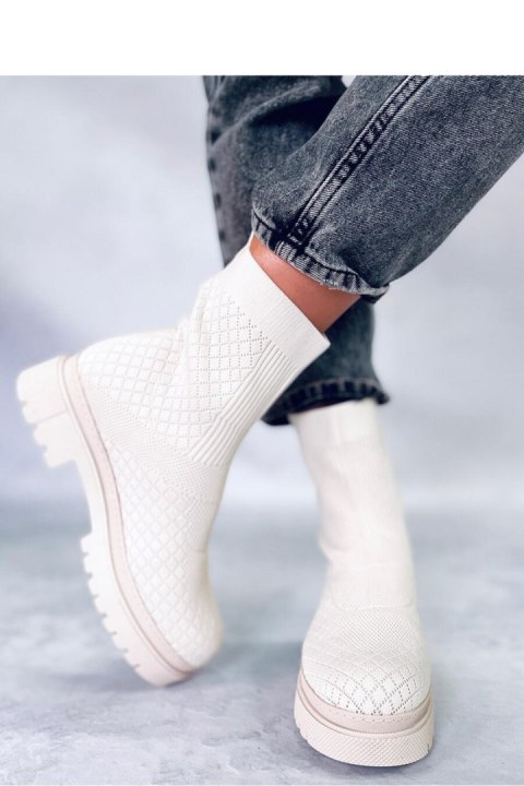 Botki skarpetkowe ze wzorem RUEDA BEIGE - Inello Inello Botki skarpetkowe ze wzorem RUEDA BEIGE - Inello Inello